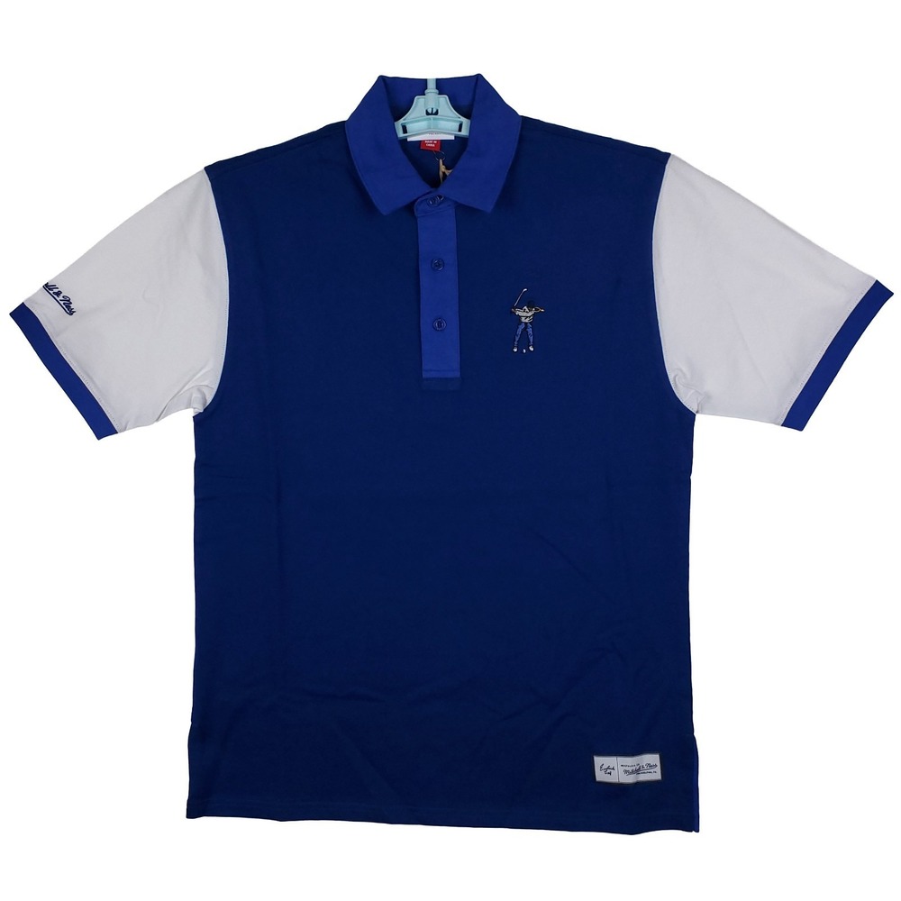 Eastside Golf Mitchell &‎ Ness Small Polo Shirt Embroidery Logo Blue White NWT